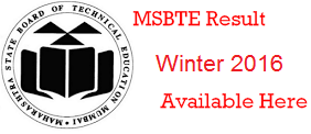 MSBTE Winter 2016 Result