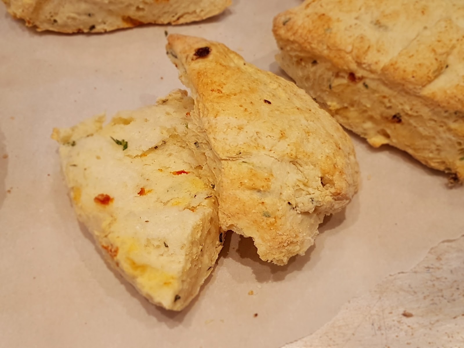 Almost Wasted Goat Cheese, Basil and Sundried Tomato Scones