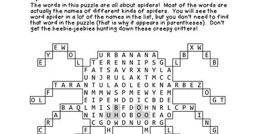 The Puzzle Den Spider Word Search the-puzzle-den-spider-word-search
