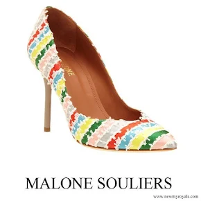 Crown Princess Mette-Marit wore Malone Souliers Brenda Stripe Pumps