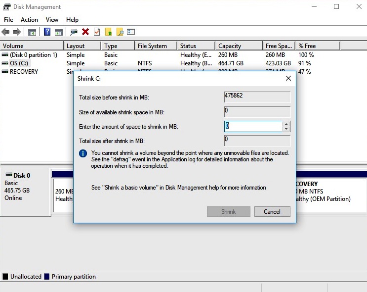 Cara Mengatasi You Cannot Shrink a Volume Beyond The Point Where Any