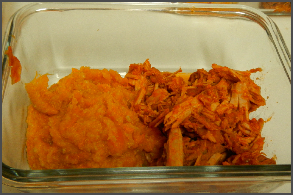 Silly Little CaveGirl Adobo Pulled Pork with Sweet Potato Mash