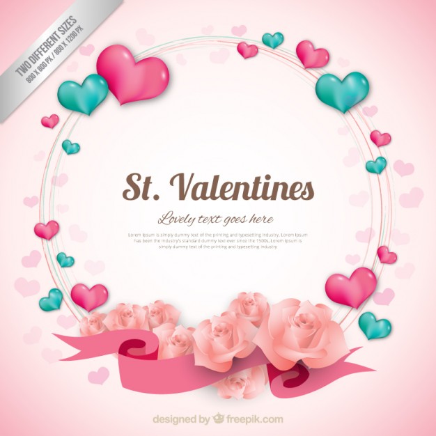 Heart wreath valentine background Free Vector