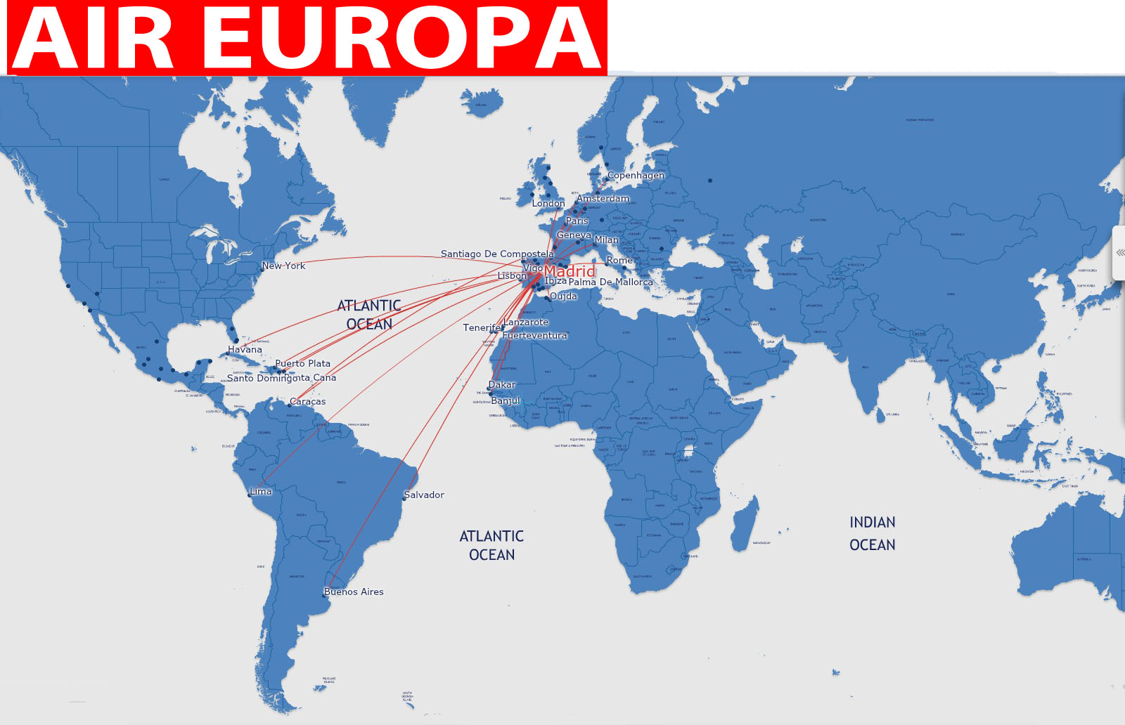 Kreet Ga naar het circuit Contract international flights: Air Europa routes map