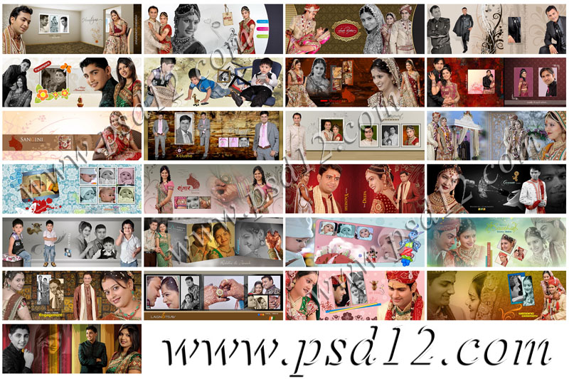 Download 10x28 Mix Wedding Photo Album Templates Vol 1 PSD Mockup Templates