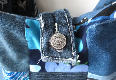 upcycled bag made out of denim scraps