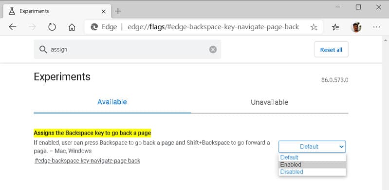 Microsoft Edge brings back the old navigational shortcut as an experimental feature through a hidden flag