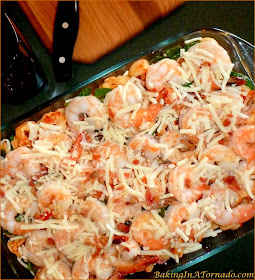 Shrimp Tortellini Casserole, a marriage between Tortellini Marinara and Shrimp Scampi come together in this delicious dinner casserole | Recipe developed by www.BakingInATornado.com | #shrimp #dinner #casserole