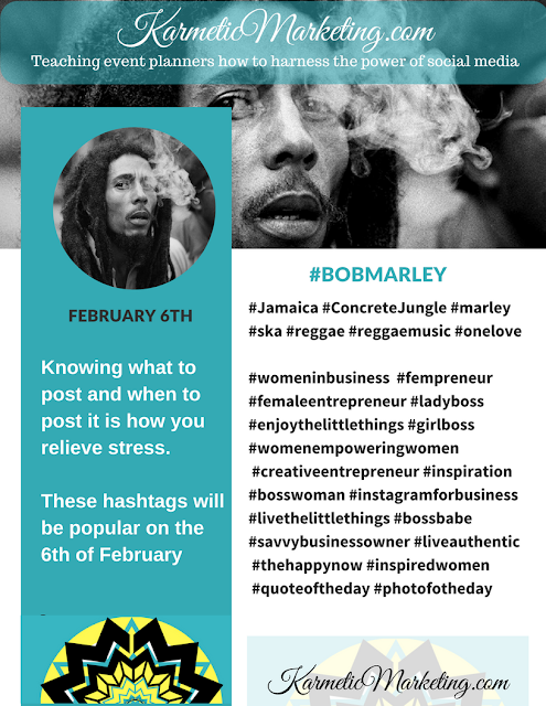 bob marlley hashtags to use when posting on social media