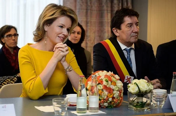 Queen Mathilde of Belgium and Limburg Province governor Herman Reynders are seen during a visit to the Asster psychiatric hospital part of the week of cares, in Sint-Truiden