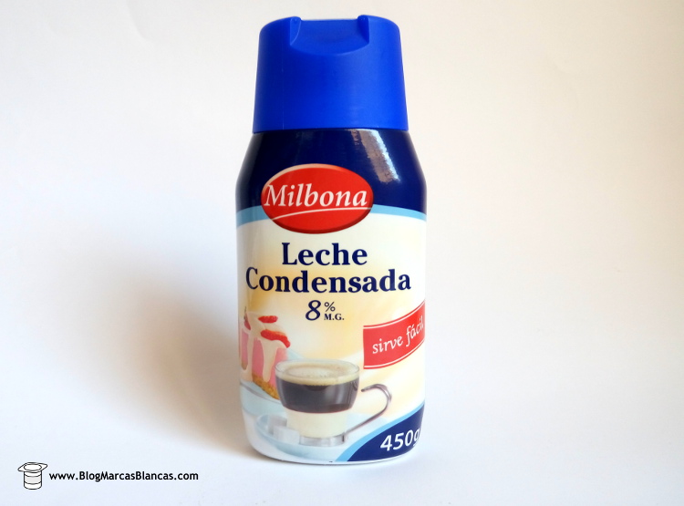 Leche condensada Milbona (8% m.g.) fabricada por Nestlé para Lidl.