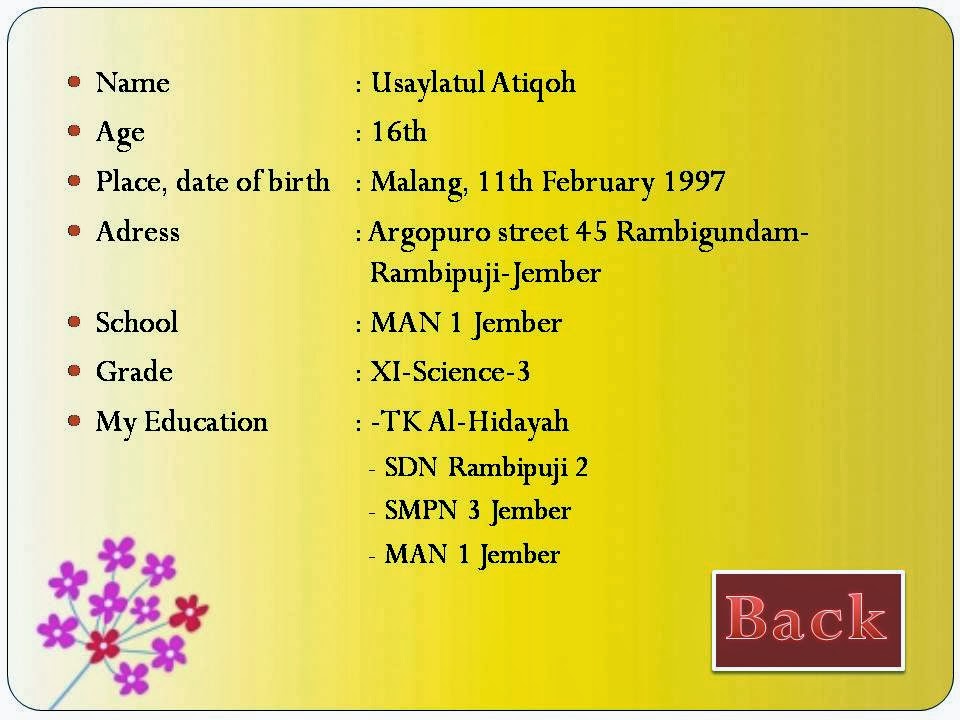 Duniamu Milikmu !! contoh power point tentang biodata