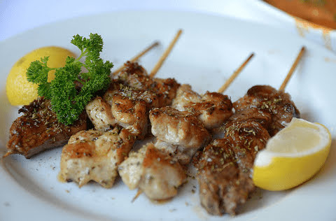 Chicken and lamb souvlaki