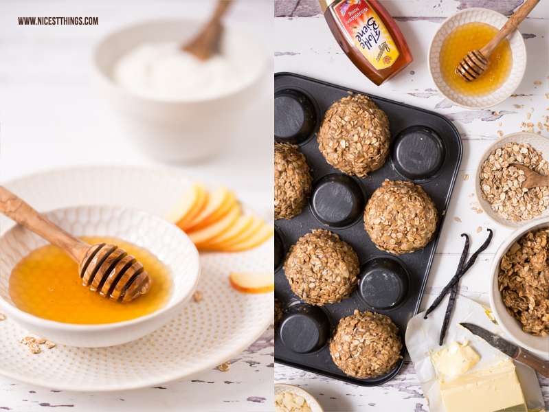 Granola Cups mit Joghurt, Apfel, Honig und Zimt