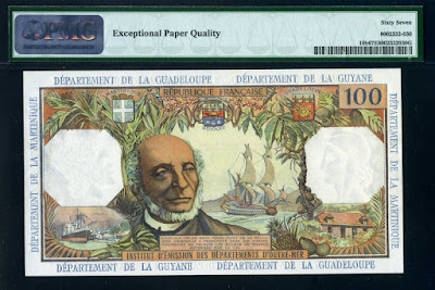 French Antilles money banknotes Francs Frigate Victor Schoelcher