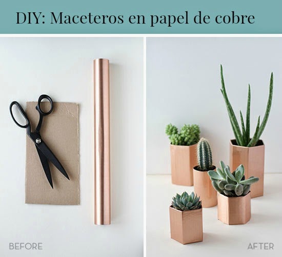 macetero en papel de cobre