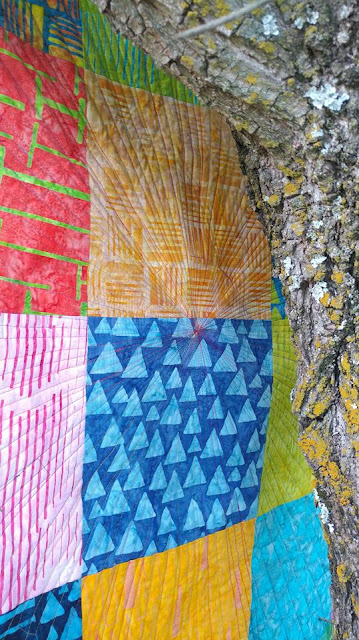 Modern quilt using Elementz Island Batik fabrics