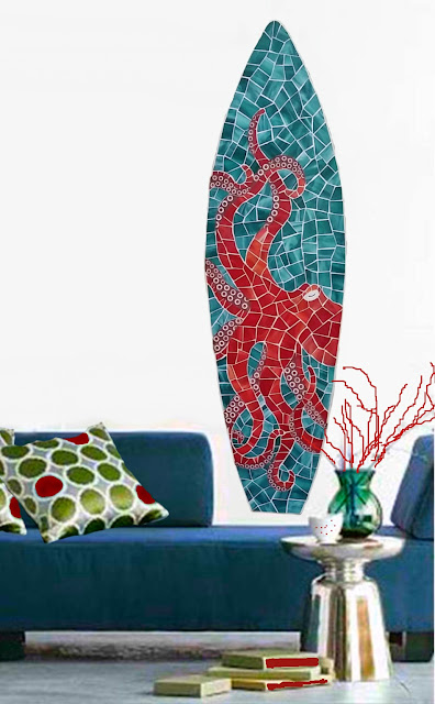red octopus mosaic