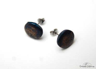 Boucles d'oreilles en pâte polymère Poudre bronze et texture Stenna Création