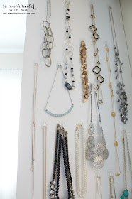 12 Ways to Organize with Command Hooks - organize a wall of necklaces :: OrganizingMadeFun.com