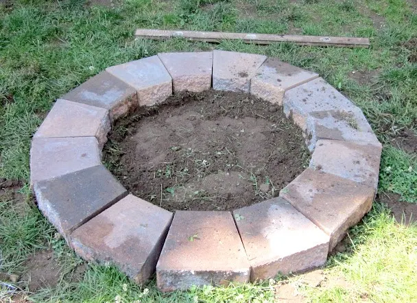First row of pavers in a circle