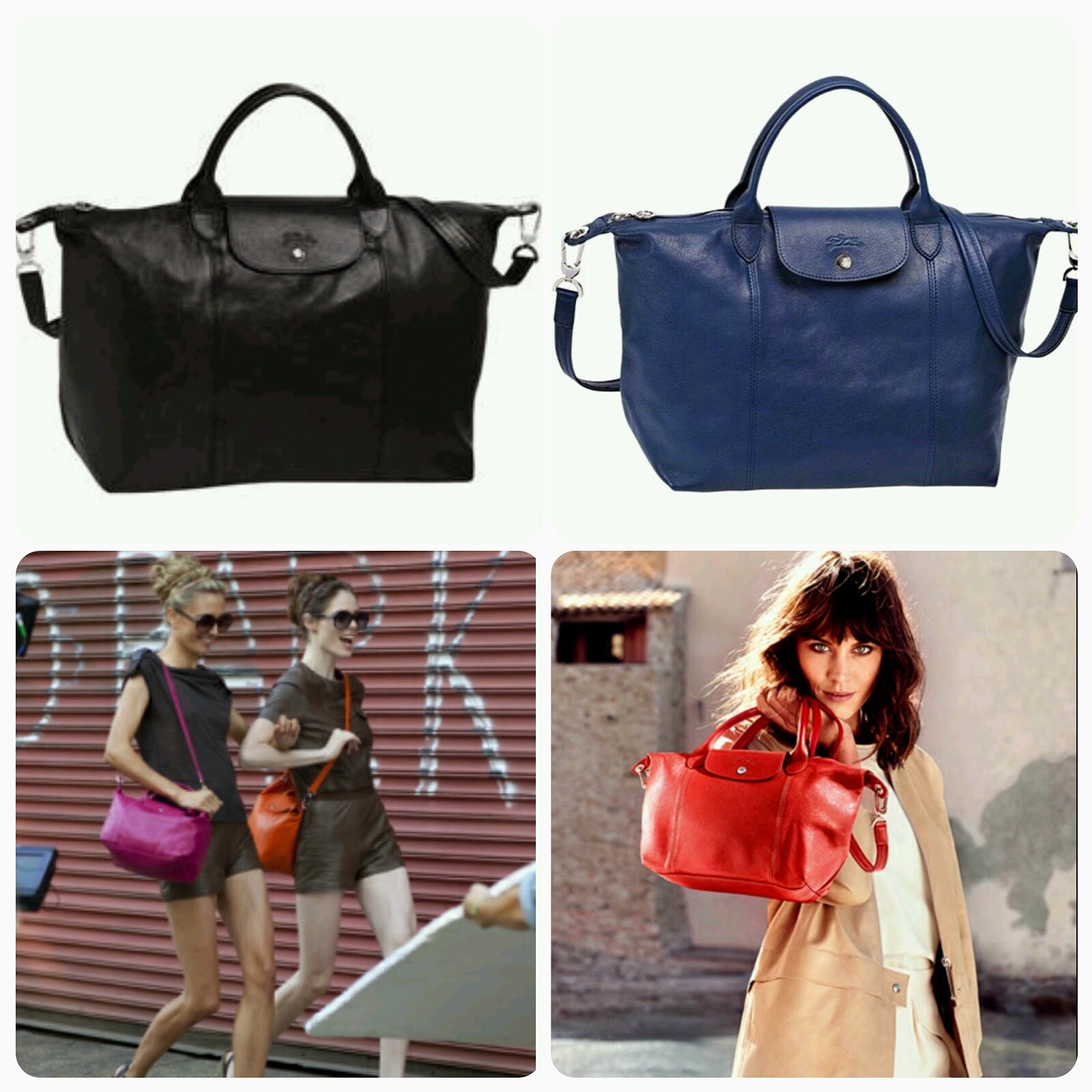PrettyTreasure2u Longchamp Le Pliage Cuir Top Handle Leather Bag