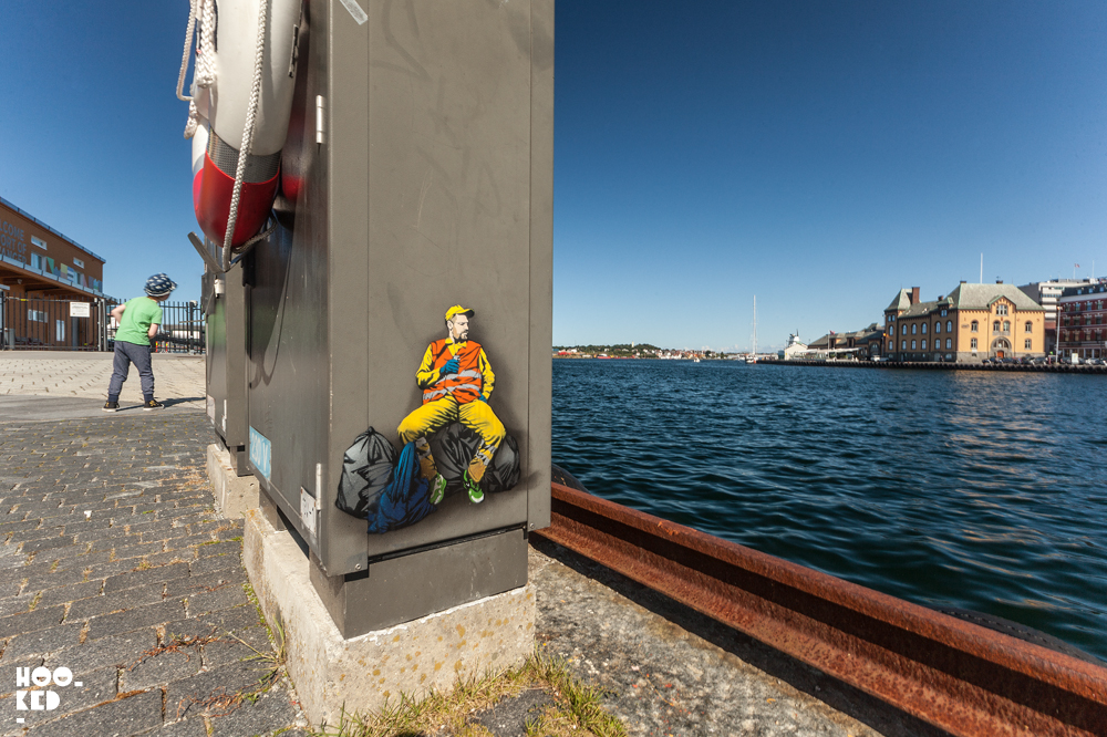Belgian Street Artist Jaune, stencil art in Stavanger, Norway. Photo ©Mark Rigney / Hookedblog Belgian Street Artist Jaune, stencil art in Stavanger, Norway. Photo ©Mark Rigney / Hookedblog