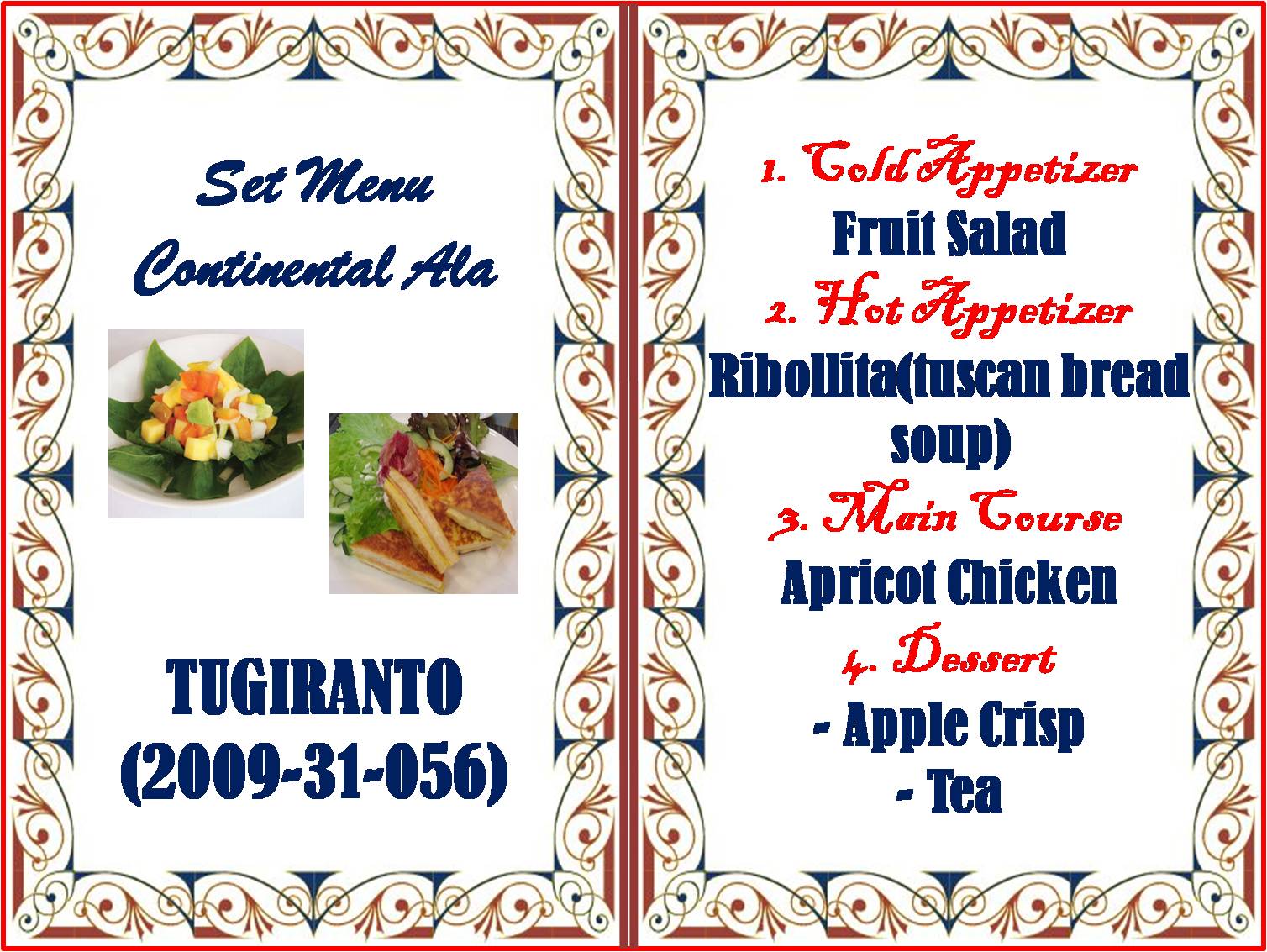 Set menu. Set menu