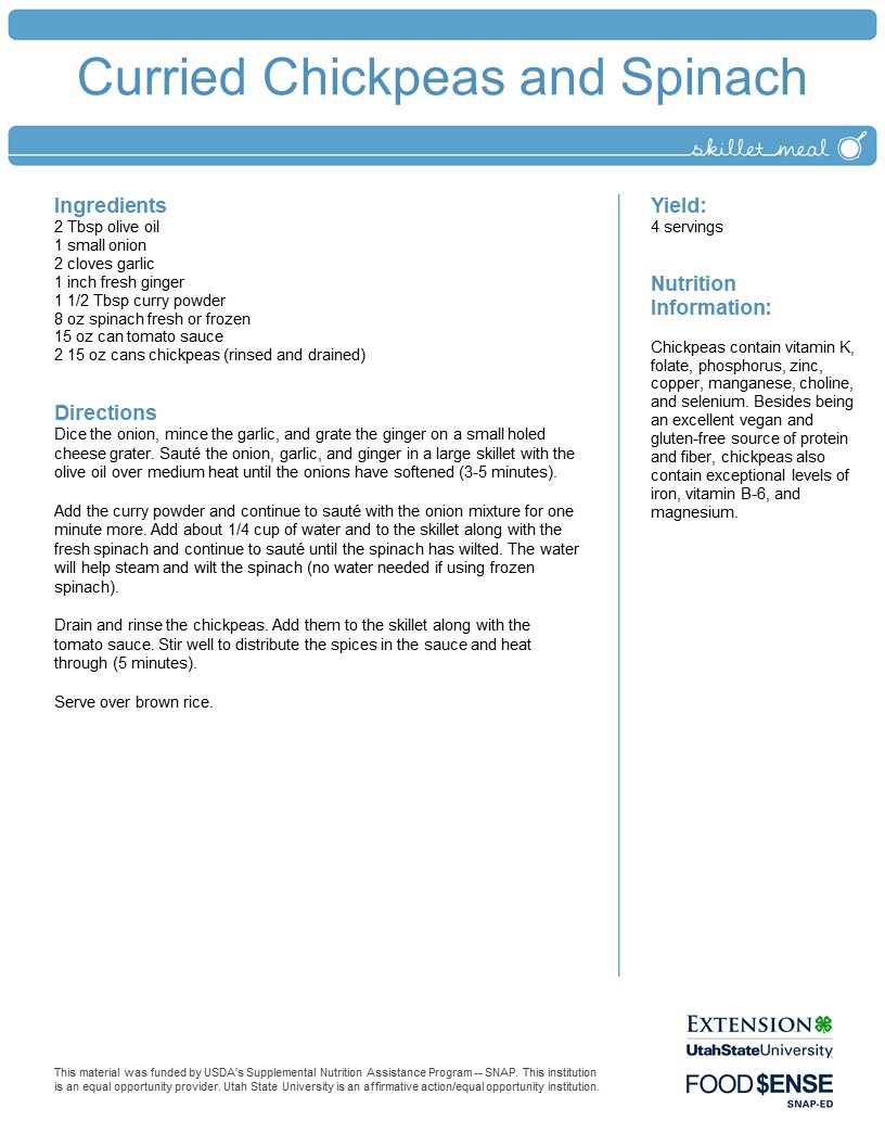 Snappily Ever After: Curried Chickpeas with Spinach