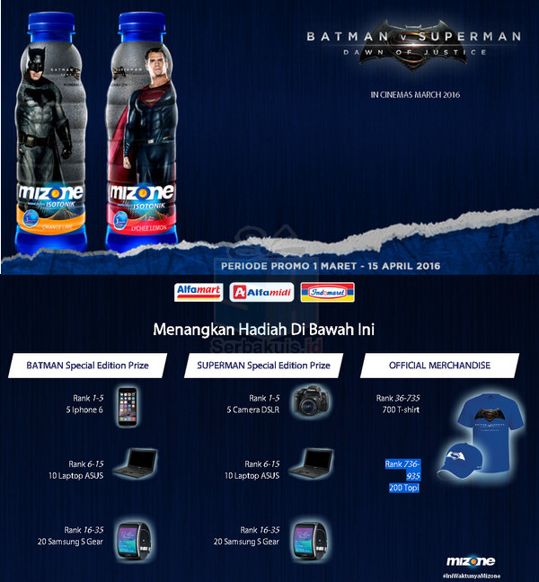 Promo Mizone Batman V Superman Berhadiah 40 Samsung S Gear