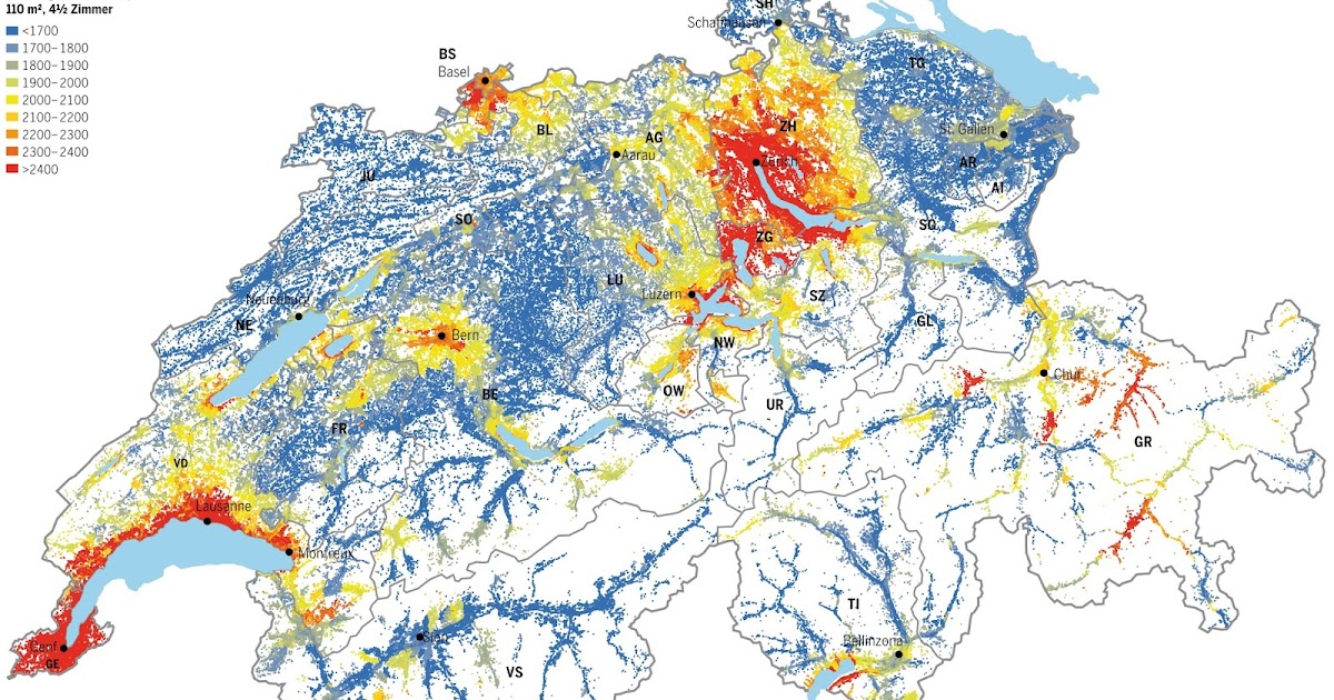 Average Monthly Rent in Switzerland Vivid Maps