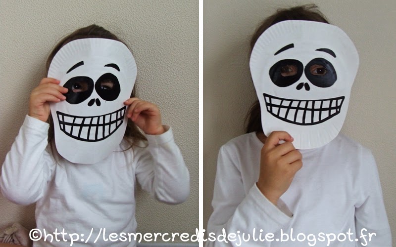 Les Mercredis de Julie [Halloween] Masque squelette avec assiette en carton