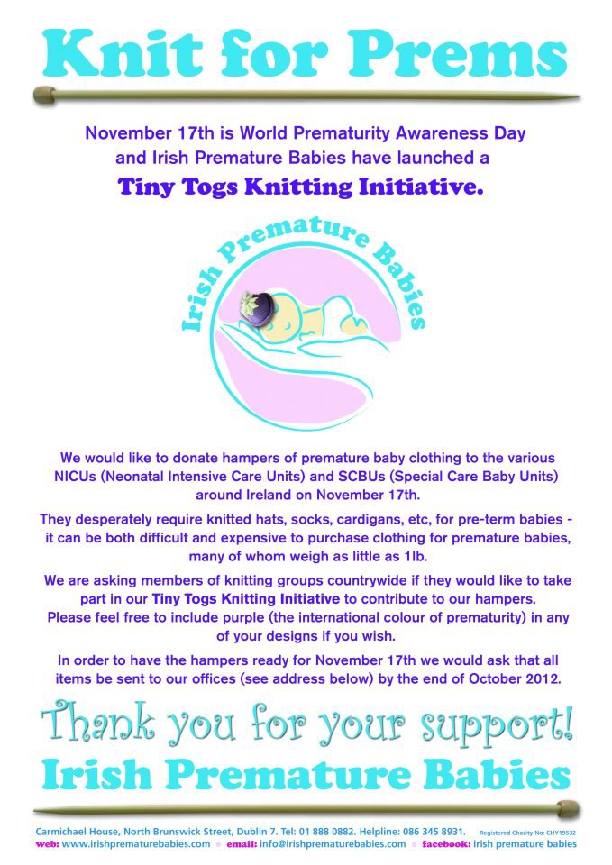 The Woolly Way of Ireland Knit for Prems Tiny Togs Knitting Initiative