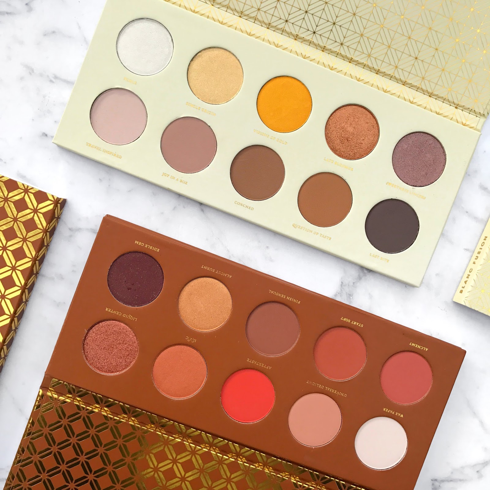 Review & Swatches Zoeva Blanc Fusion and Caramel Melange Eyeshadow