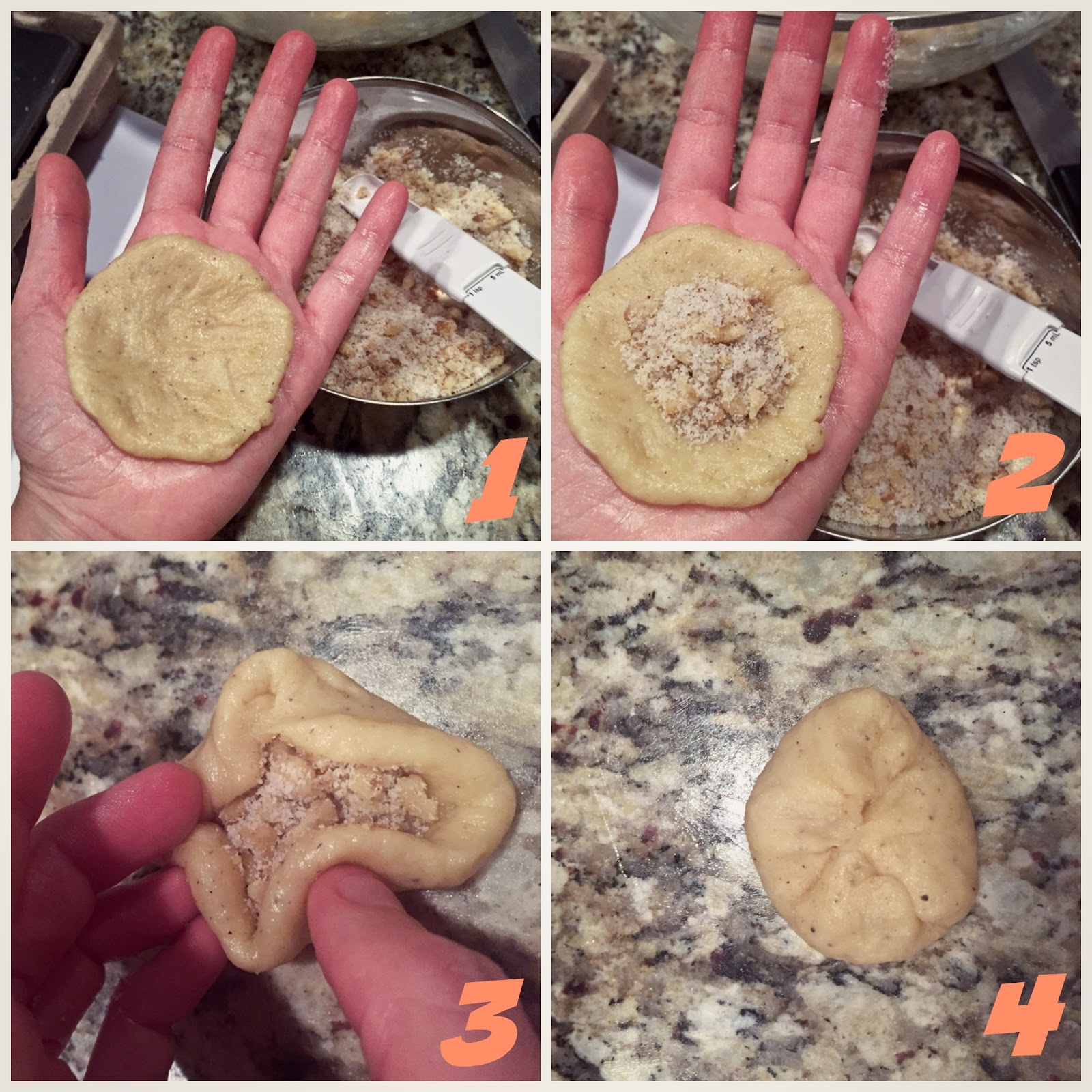 Date or walnutfilled Iraqi cookie (kleicha)