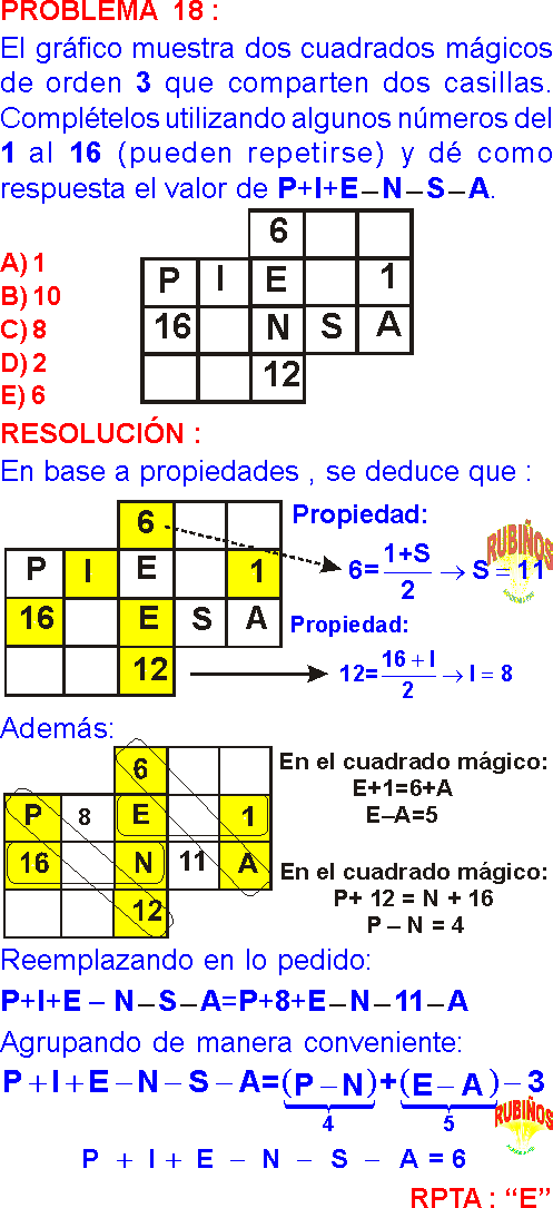 Cuadrados Magicos Ejercicios Resueltos De Habilidad Logico Matematica Pdf