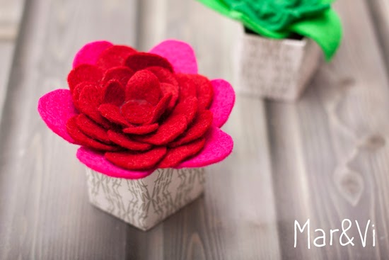 manualidades con fieltro: mini cactus