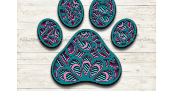Download Dog Paw 3d Layered Mandala SVG, PNG, EPS, DXF File