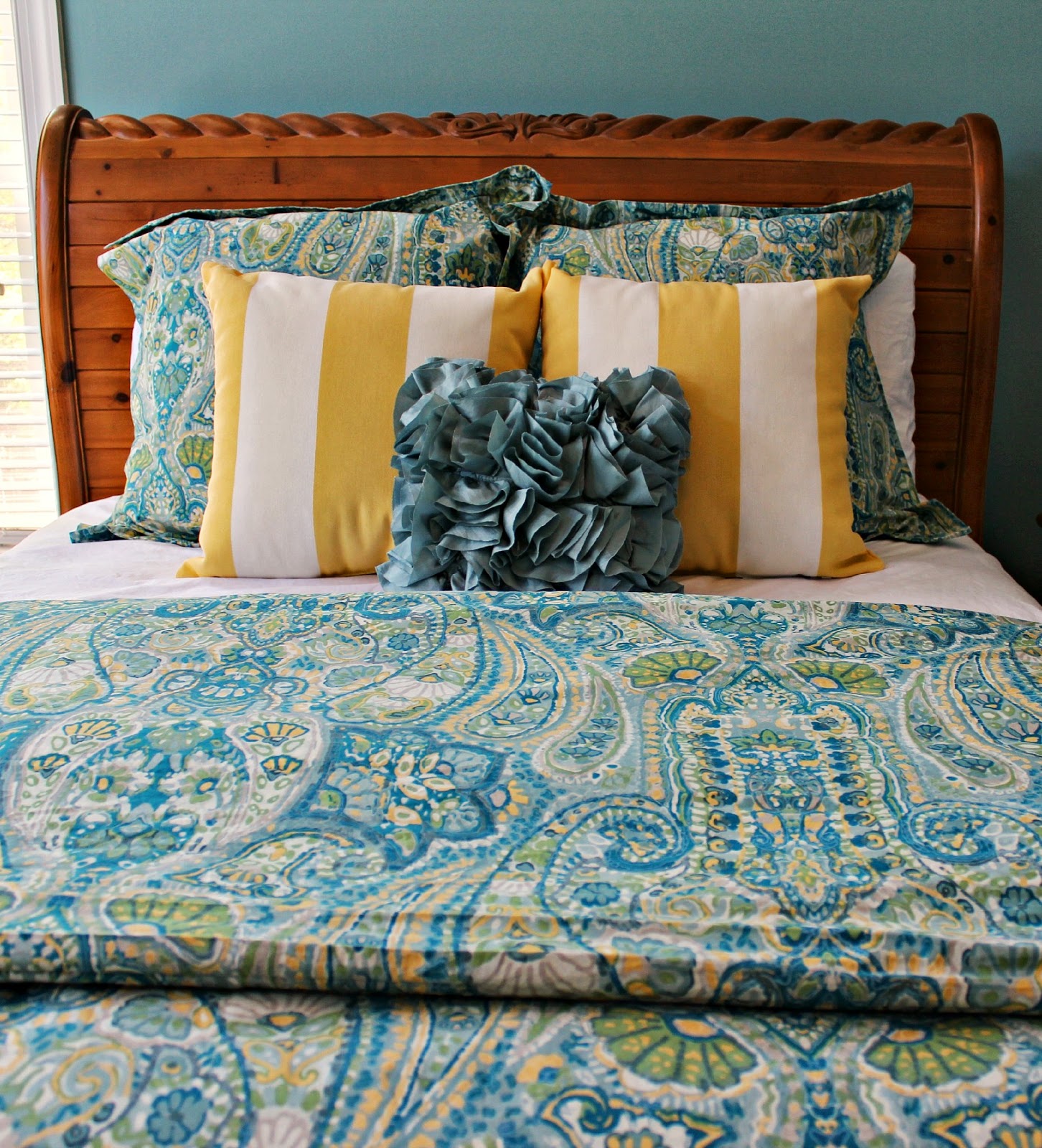 carolina on my mind Master Bedroom Yellow Striped Pillows