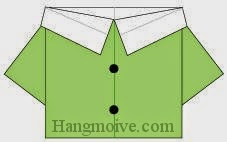 Bước 8: Vẽ cúc để hoàn thành cách xếp áo sơ mi nữ bằng giấy origami đơn giản.