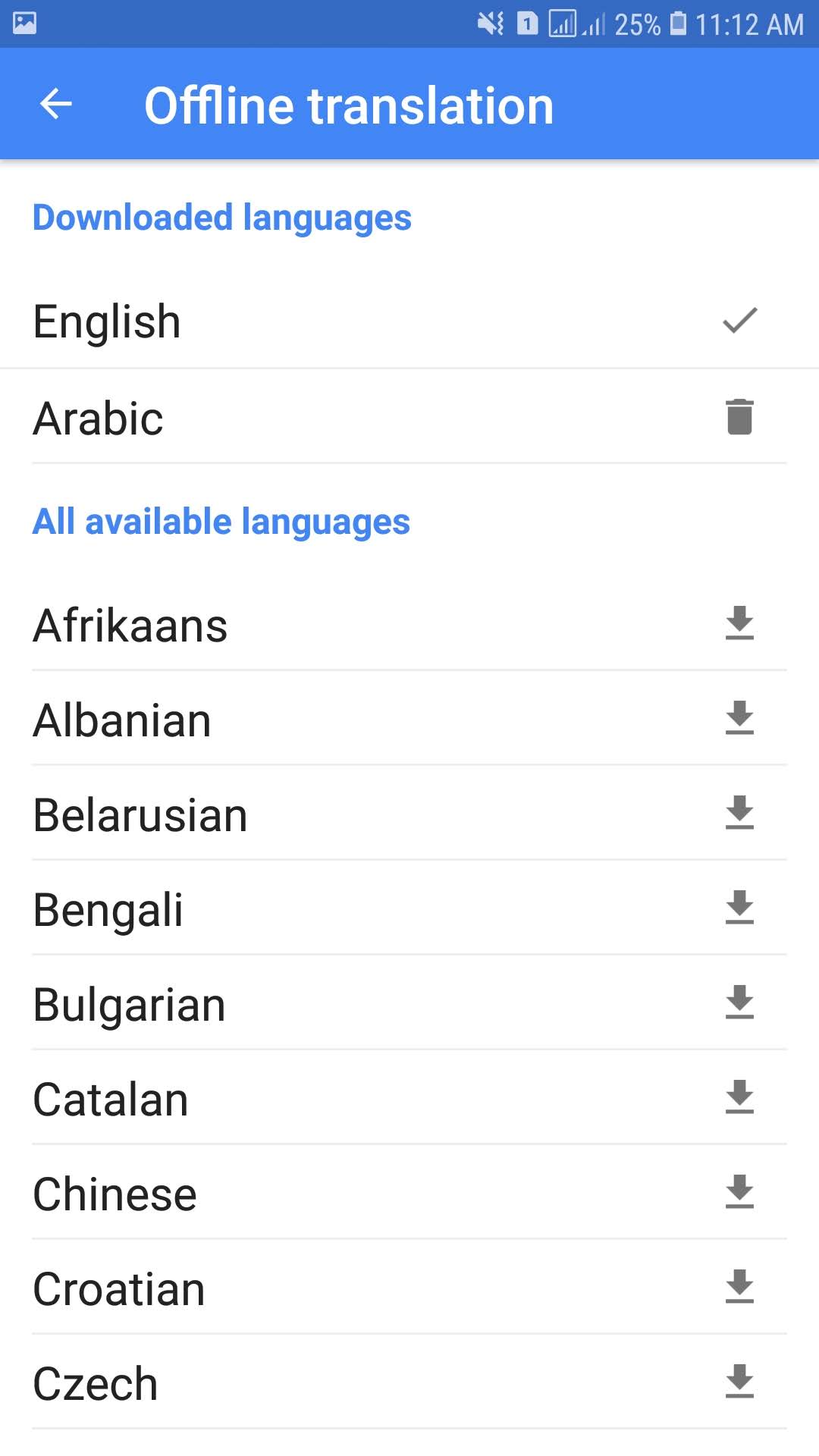 اختر اللغات التى تريد استخدامها بدون انترنت على تطبيق ترجمة جوجل للأندرويد