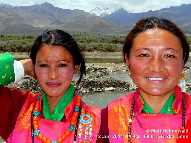 people, portrait, double portrait, street portrait, Northern India, Ladakh, Leh, Ladakhi women, traditional costume, silk costume, goncha, Facing the World, © Matt Hahnewald