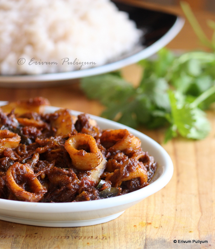 Erivum Puliyum: Kanava Roast (Kerala Style) | Squid(Calamari) Roast