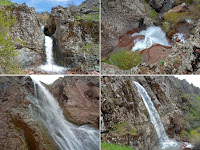 Spring hike to the waterfalls in Gusgarf, Varzob Gorge, mountains of Tajikistan