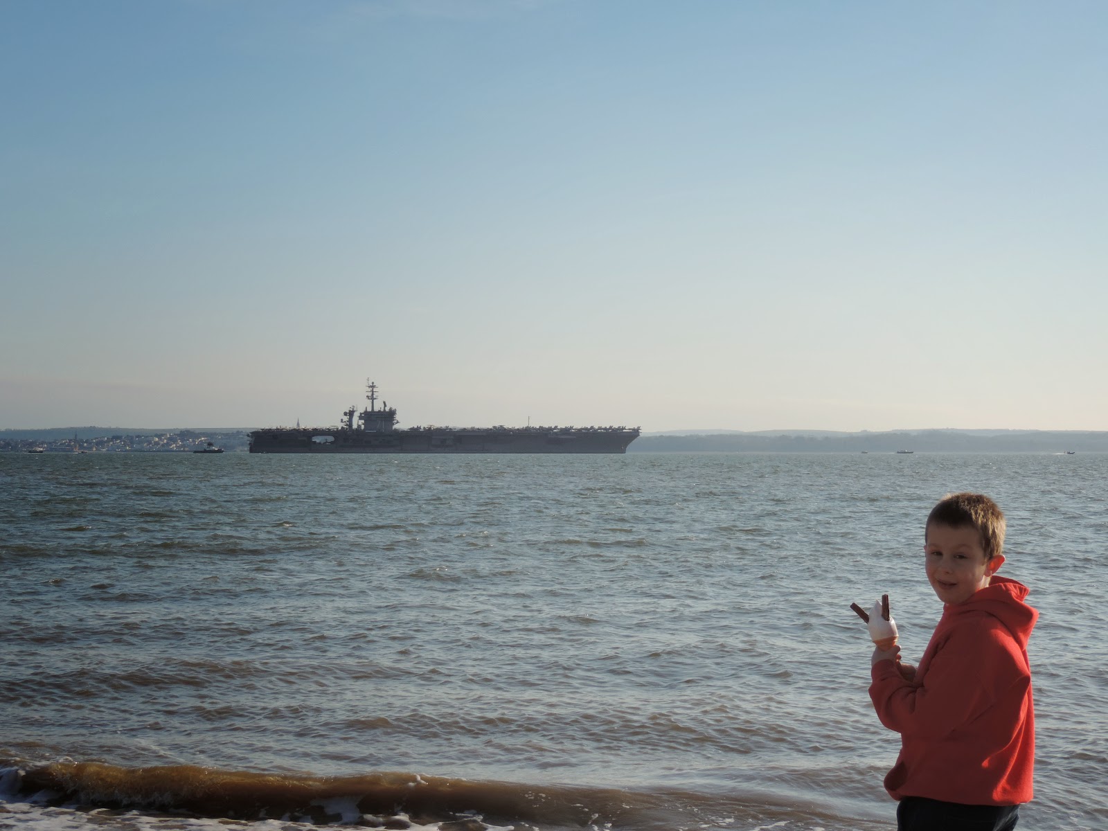 double choc ice cream watching american aircraft carrier 