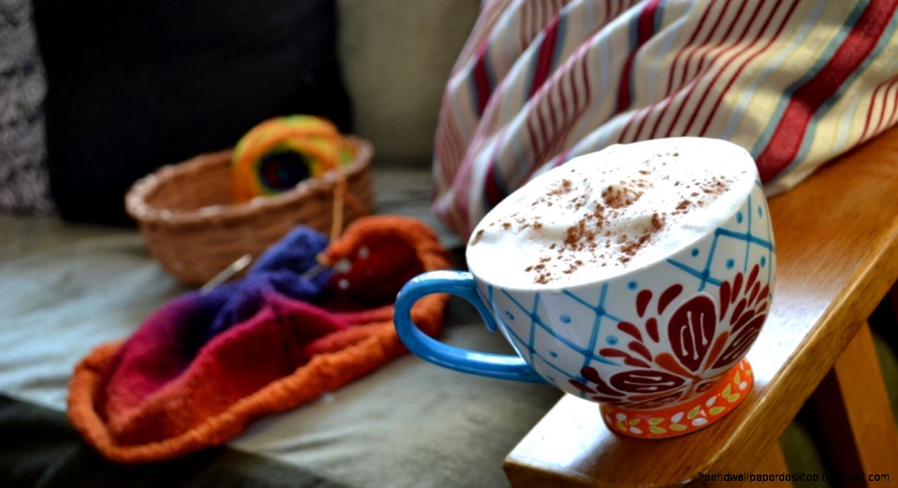 Cup Of Cappuccino Foam Sofa Basket Knitting Needles A Ball Hd