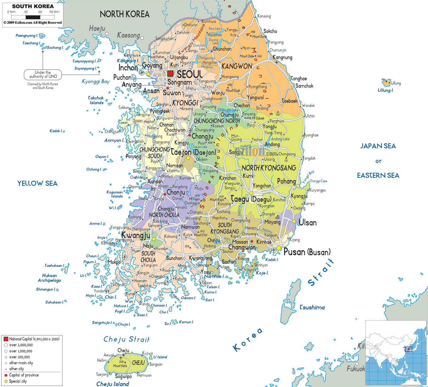 COREA DEL SUR MAPAS GEOGRÁFICOS DE COREA DEL SUR