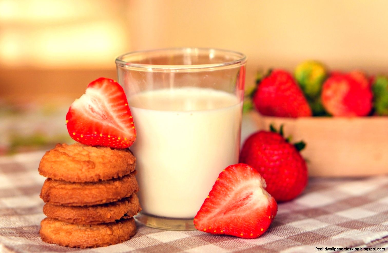 food milk breakfast cookies dessert strawberry berry hd wallpaper