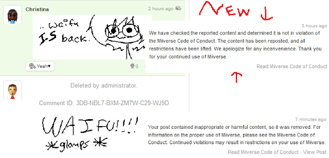 Miiverse admin reported content not in violation of Miiverse Code of Conduct