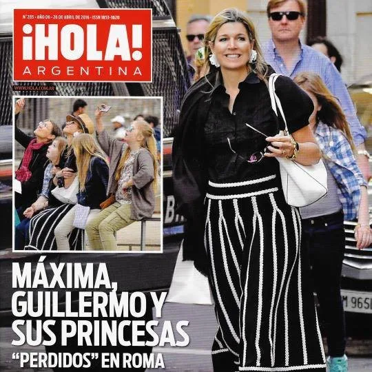 Queen Maxima, King Willem, Crown Princess Amalia, Princess Alexia, Princess Ariane visit Rome. Queen Maxima wore Maje Jamais Skirt